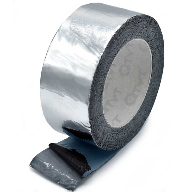 CINTA BUTILO PET/ALU 0,6 mm ESPESOR [COLOR ALUMINIO] - Desbobinado por abajo